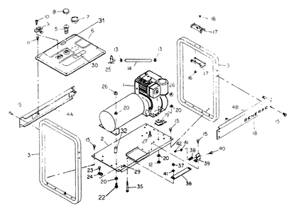 Mounting Base Diagram and Parts List for 8865-7-L4000  Briggs and Stratton Generator